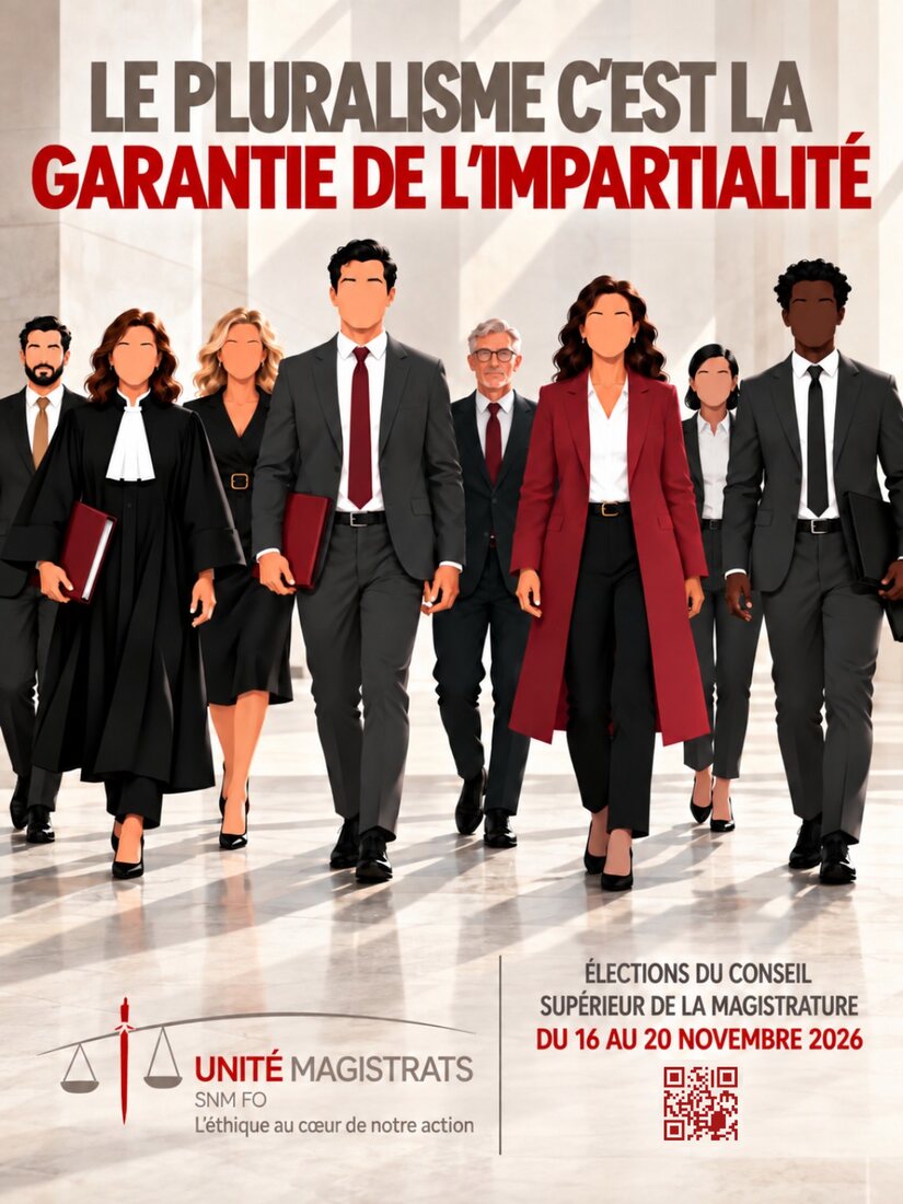 Le pluralisme c’est la garantie de l’impartialité. Affiche Unité Magistrats, élections du CSM 2026